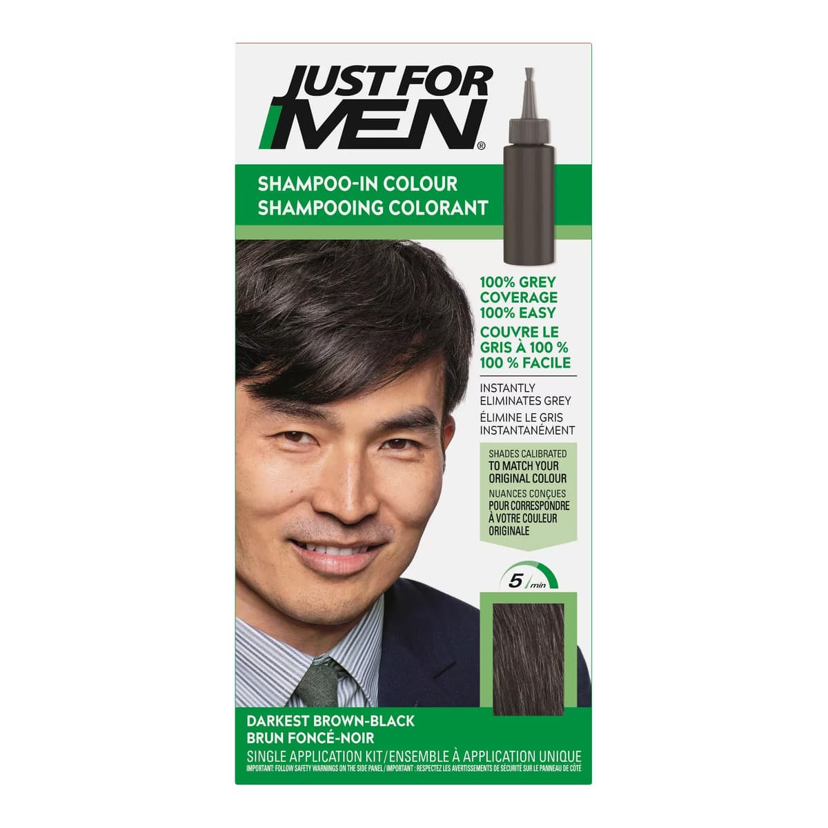 Shampoo-In Color Gray Hair Coloring for Men - H50A - Darkest Brown-Black Shade