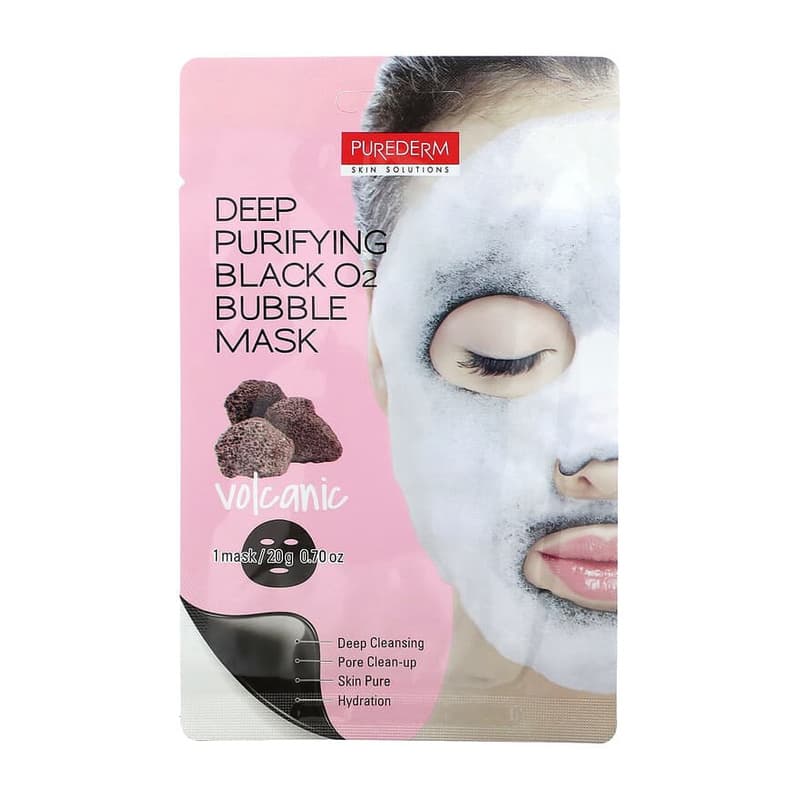 Deep Purifying Black O2 Bubble Beauty Mask, Volcanic