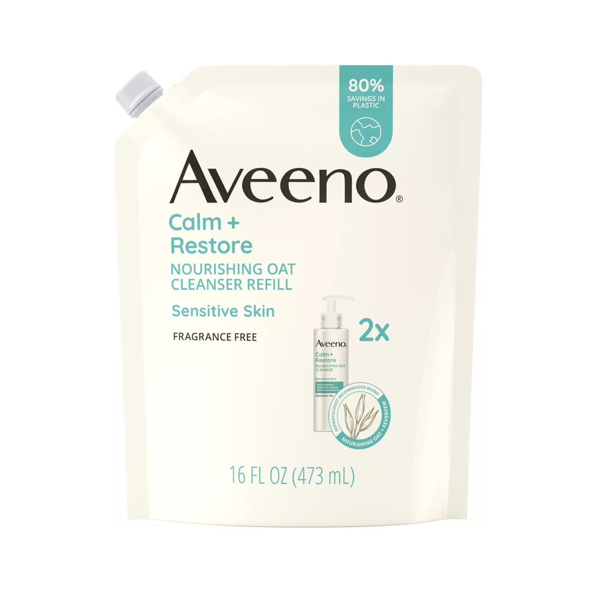 Calm + Restore Facial Cleanser with Nourishing Oat & Feverfew for Sensitive Skin - Refill Pouch