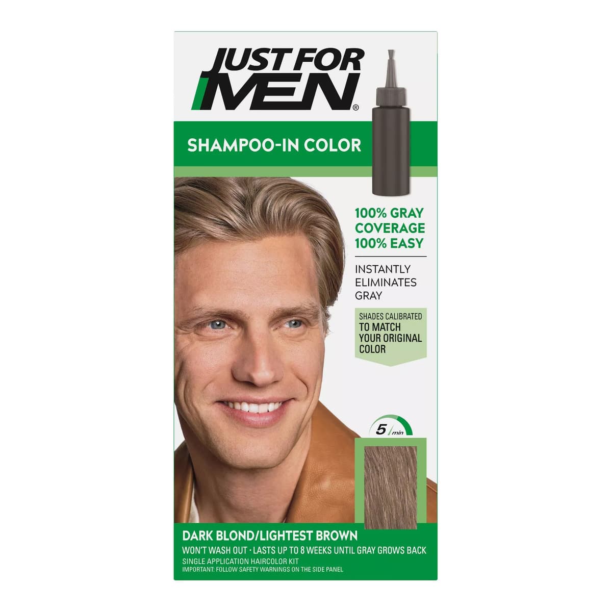 Shampoo-In Color Gray Hair Coloring for Men - Dark Blond/Lightest Brown - H-15