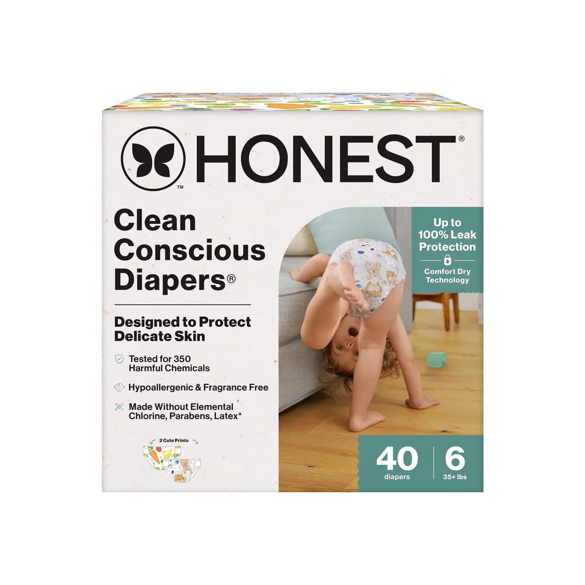 Clean Conscious Disposable Diapers - All The Letters & It's A Pawty - Size 6