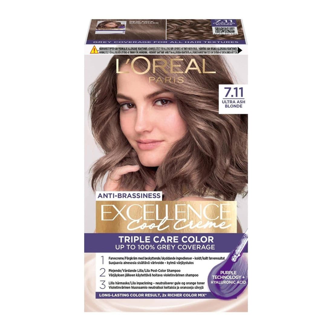 Excellence Cool Creme Hair Dye 7.11 Ash Blond