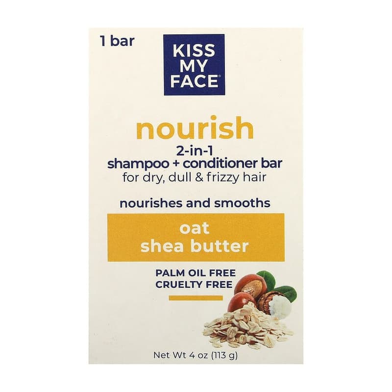 Nourish 2-in-1 Shampoo + Conditioner Bar, For Dry, Dull & Frizzy Hair, Oat & Shea Butter