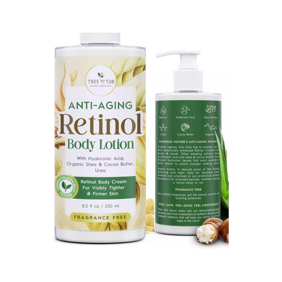 Retinol Body Lotion - Hydrating Retinol Body Cream, Retinol Firming Cream w/ Hyaluronic Acid & Shea Butter, Body Lotion for Crepey Skin