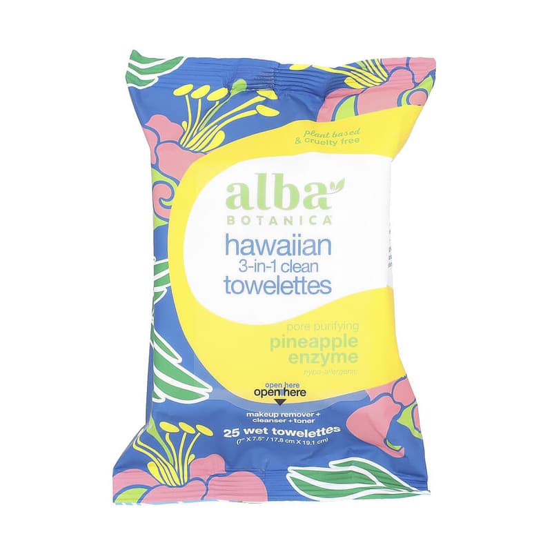 Hawaiian 3-in-1 Clean Towelettes, Pineapple Enzyme