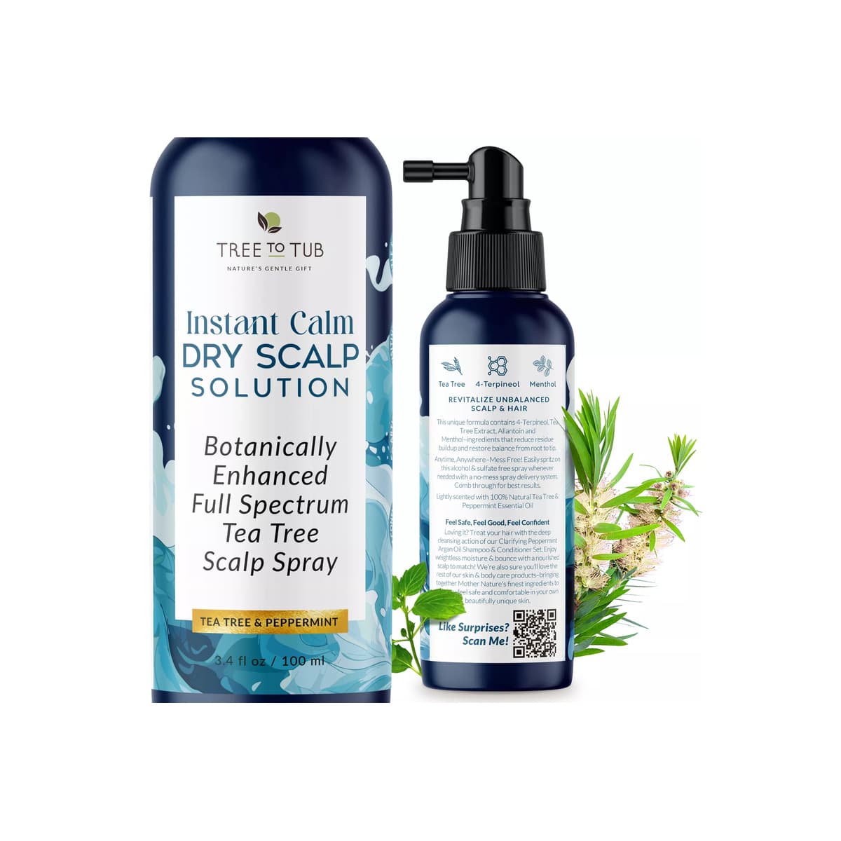 Dry Scalp Spray - Intensive Scalp Moisturizer for Men & Women, Tea Tree Leave in Moisturizer for Dry Scalp, Flaky Buildup & Excess Oil