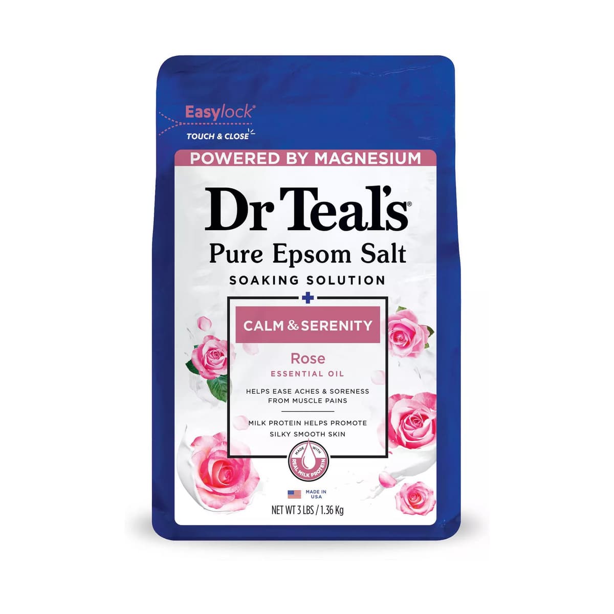 Epsom Salt Magnesium Soak - Calm & Serenity with Rose Essential Oil & Milk Protein