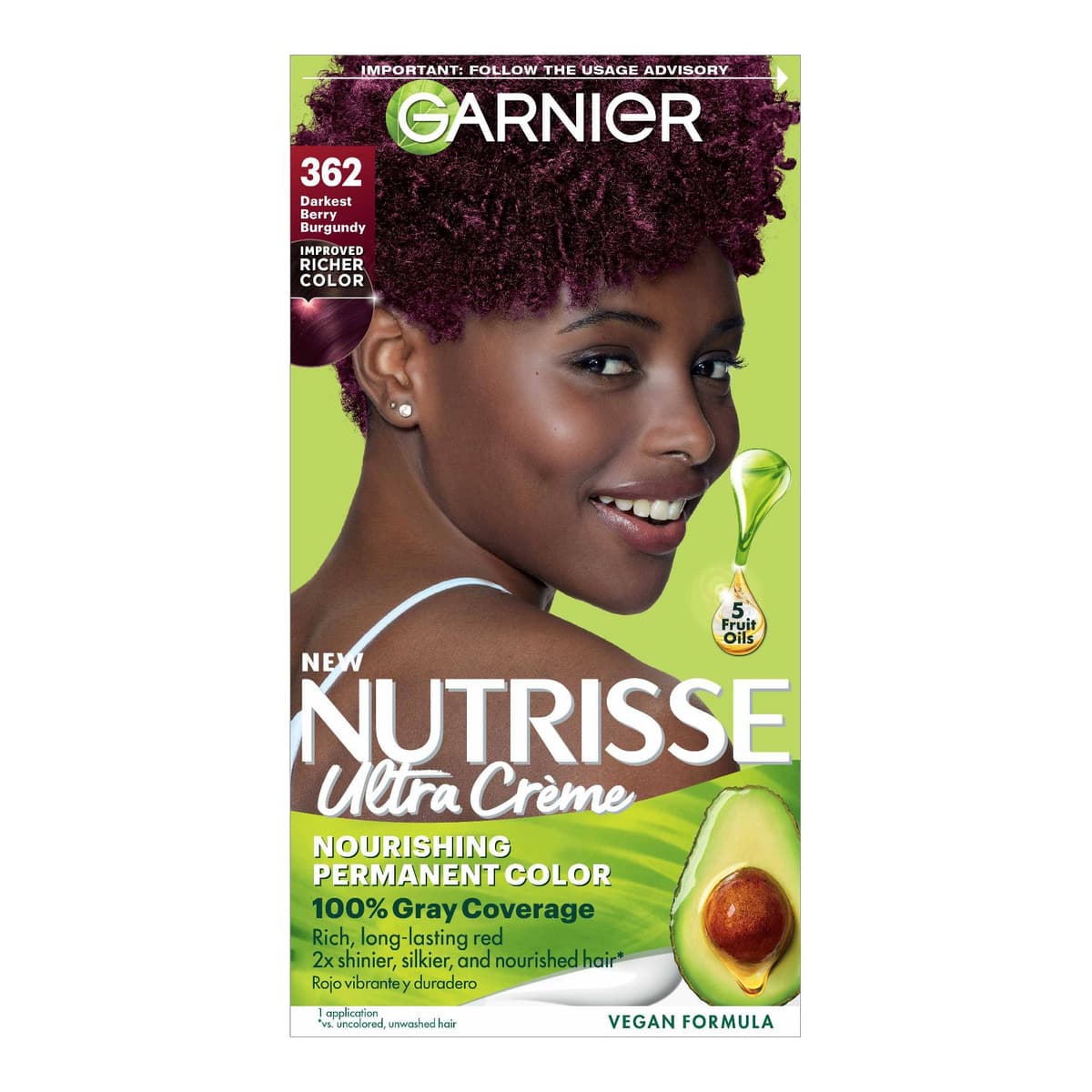 Nutrisse Nourishing Permanent Hair Color Creme, #362 Darkest Berry Burgundy