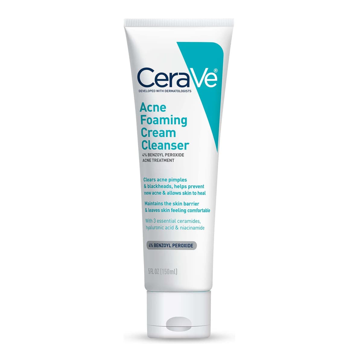 Acne Foaming Cream Cleanser, Acne Treatment Face Wash with 4% Benzoyl Peroxide and Niacinamide