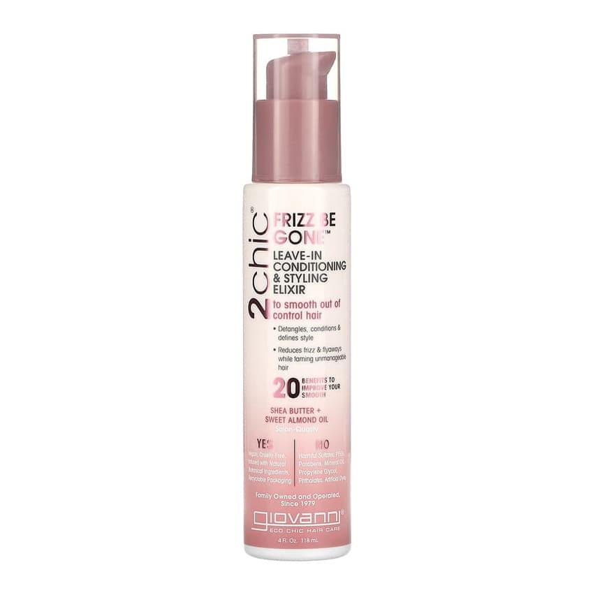 2chic, Frizz Be Gone Leave-In Conditioning & Styling Elixir, Shea Butter + Sweet Almond Oil