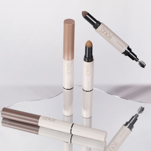 Dual Head Smooth And Soft Color Eyebrow Powder + Brush, #01# Light Brown