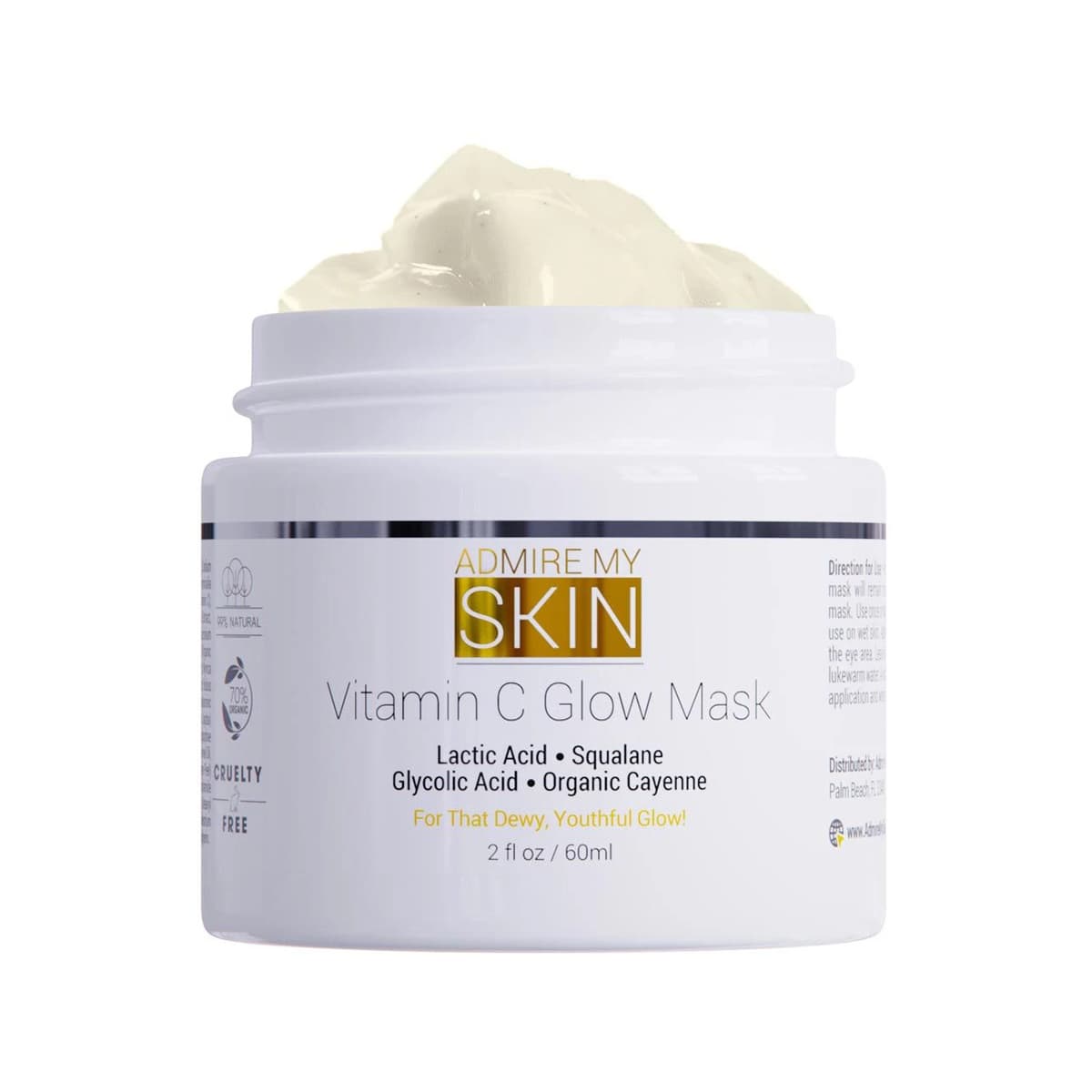 Vitamin C Mask For Face - Brightening Face Masks Skin Care Contains Glycolic Acid + Lactic Acid + Squalane Oil - Hydrating Beauty