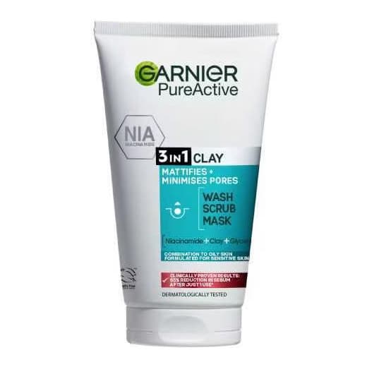 Pure Active 3in1 Clay Mask Scrub Wash Oily Skin