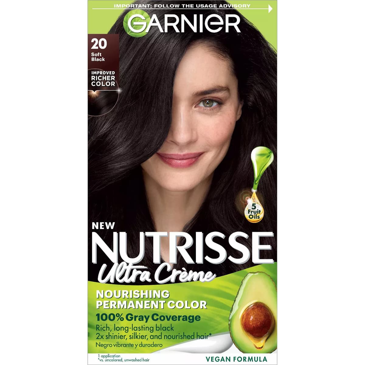 Nutrisse Nourishing Permanent Hair Color Creme, #20 Soft Black