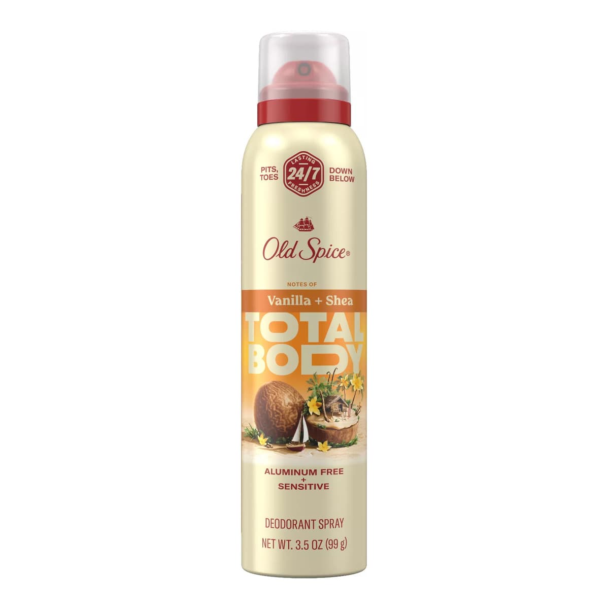 Whole Body Deodorant for Men - Total Body Aluminum Free Spray - Vanilla & Shea