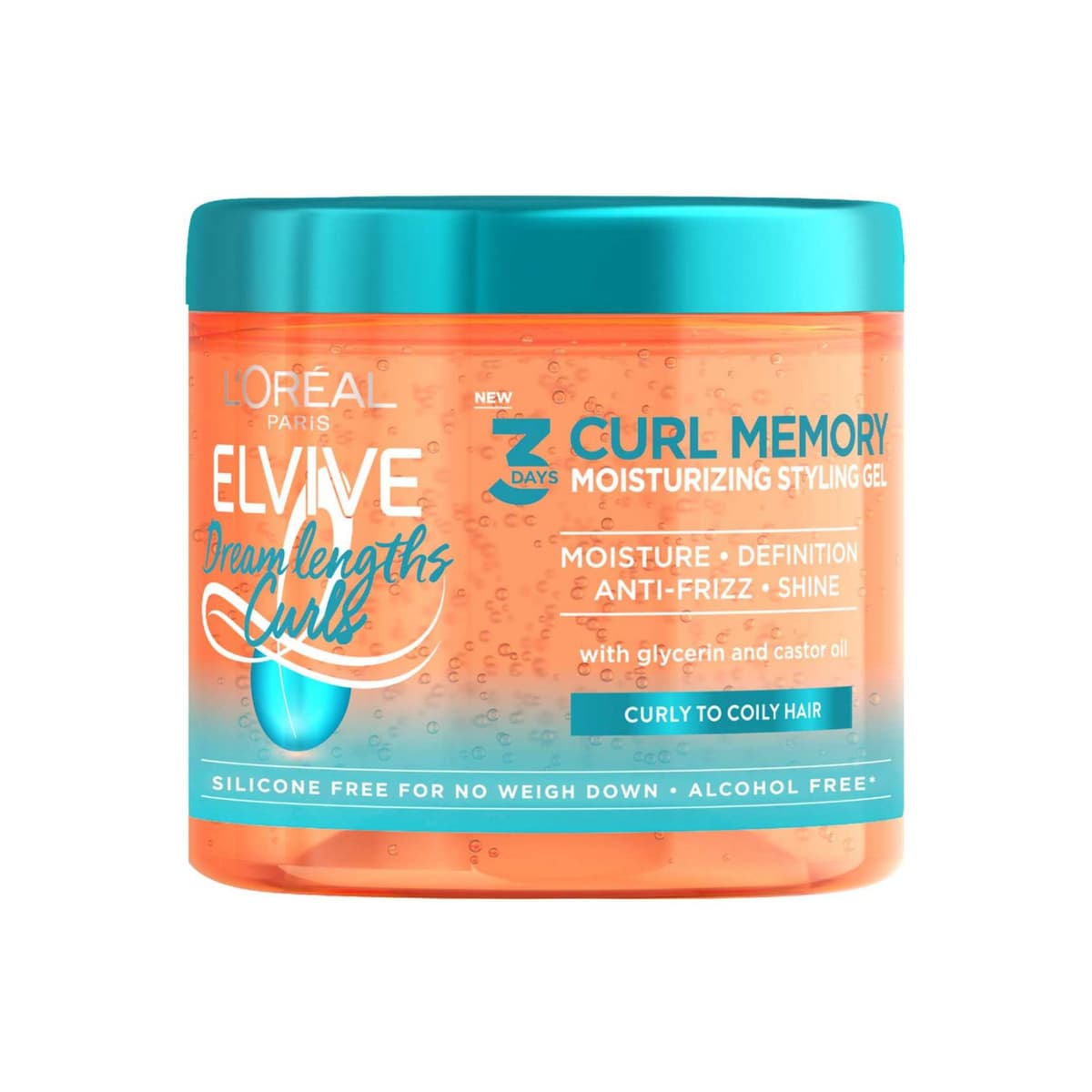L'Oréal Paris Elvive Dream Lengths Curls 3 Days Moisturizing Styling Gel for Curly to Coily Hair