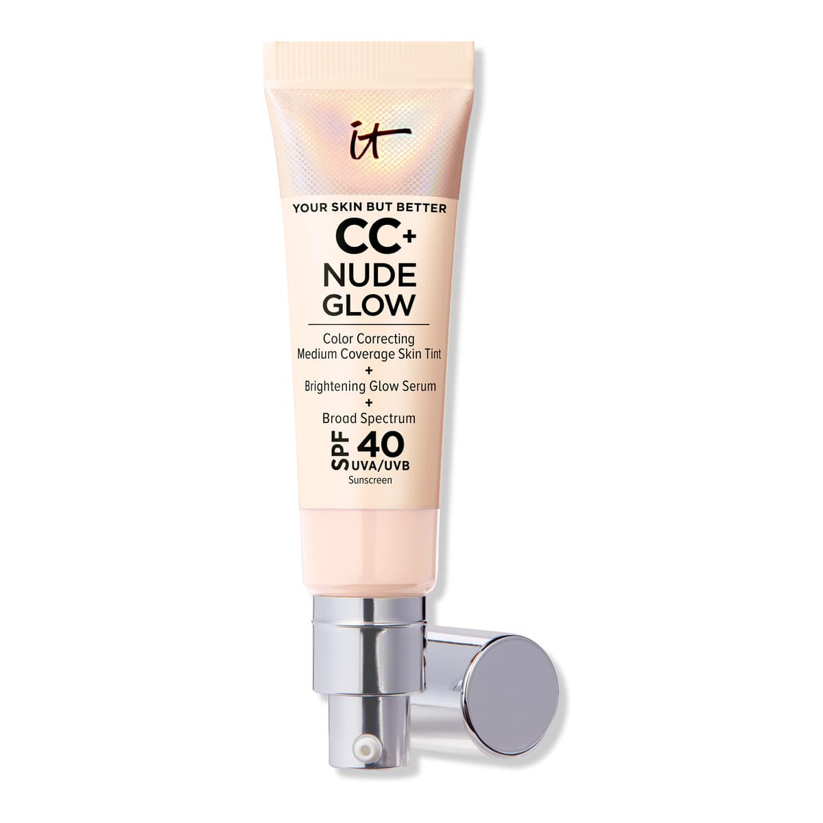 CC+ Nude Glow Lightweight Foundation + Glow Serum with SPF 40, Fair Beige