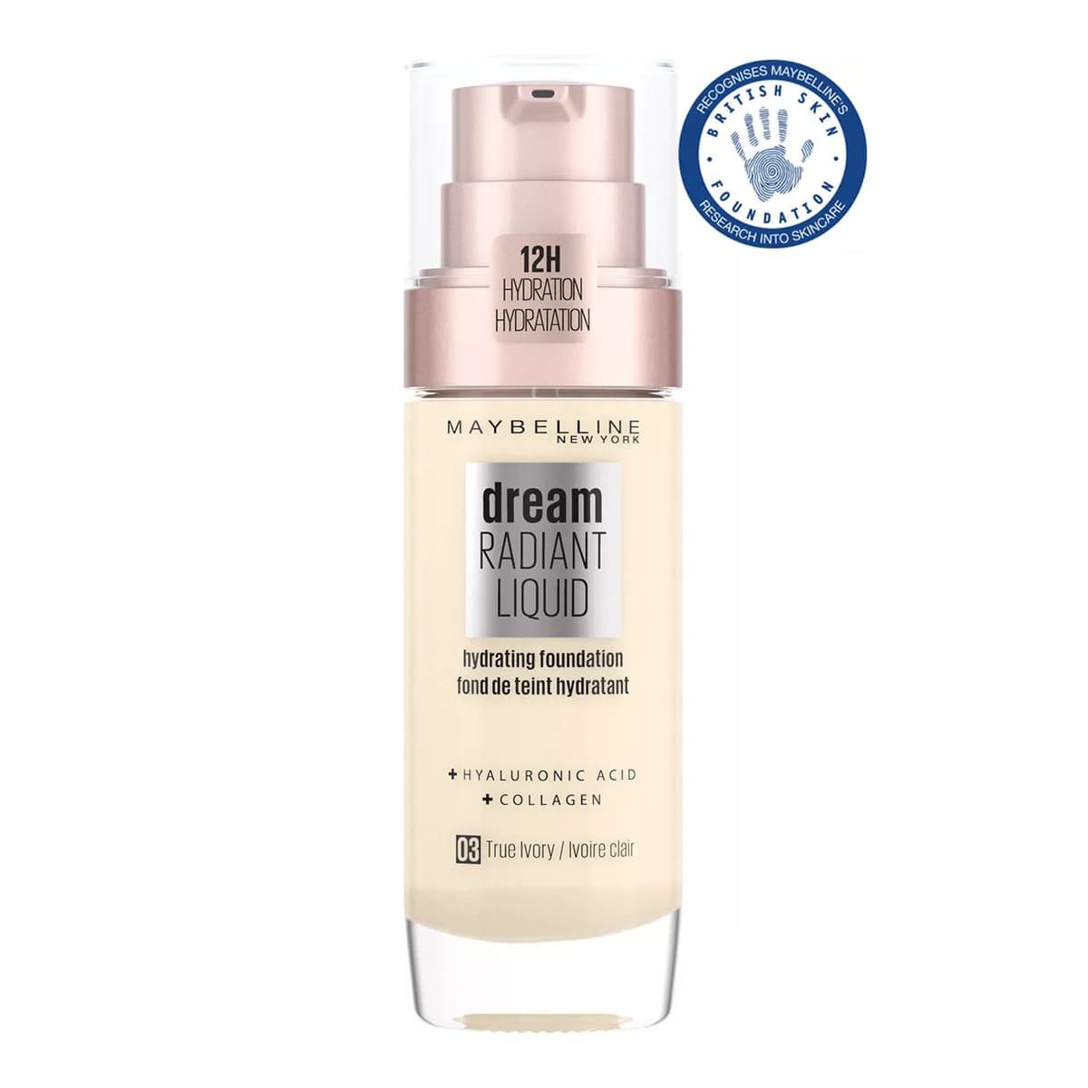 Dream Radiant Liquid Hydrating Foundation with Hyaluronic Acid and Collagen, True Ivory