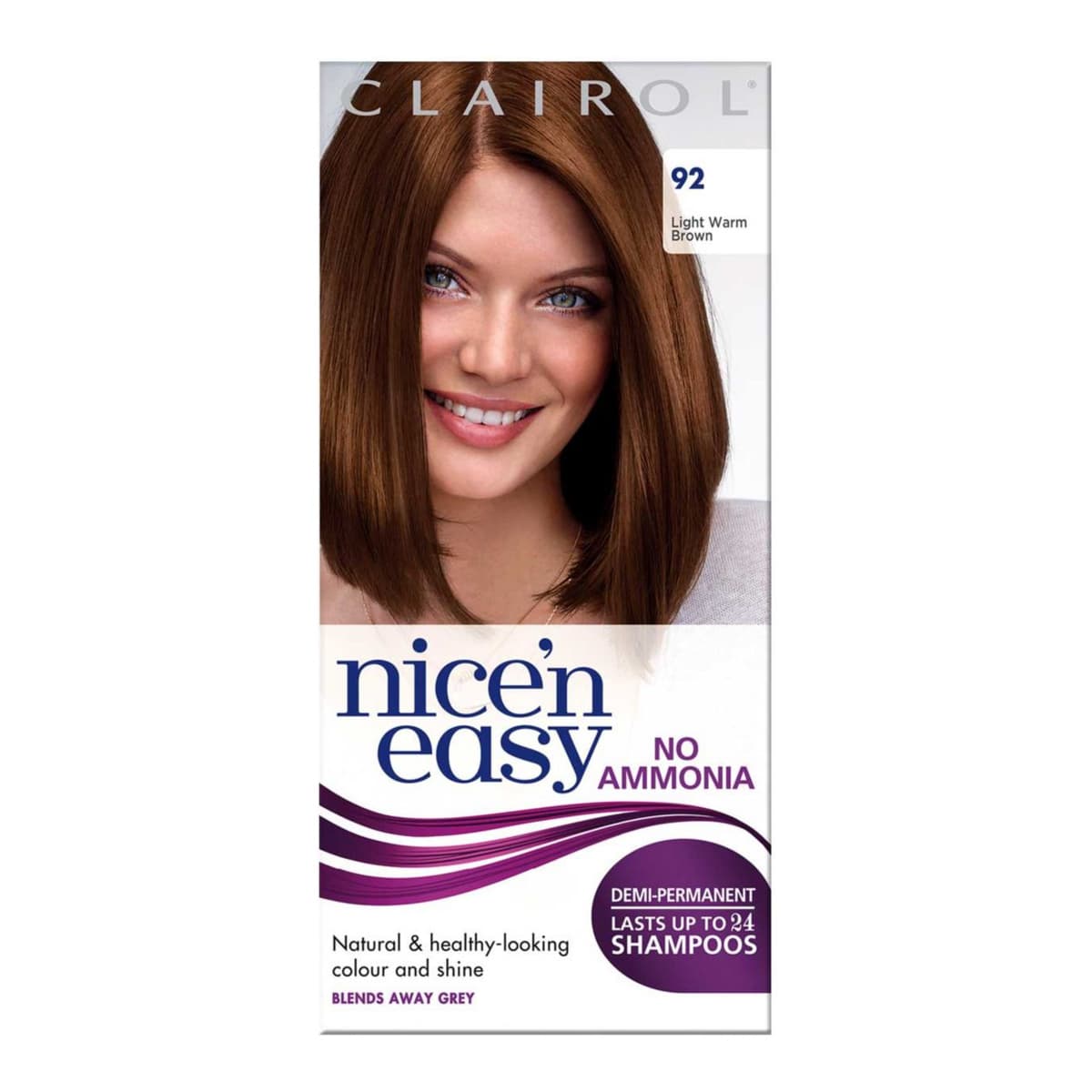 Clairol Nice'n Easy No Ammonia Semi-Permanent Hair Dye 92 Light Warm Brown