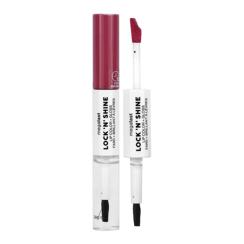 Megalast, Lock 'N' Shine, Lip Color + Gloss, LA Pink