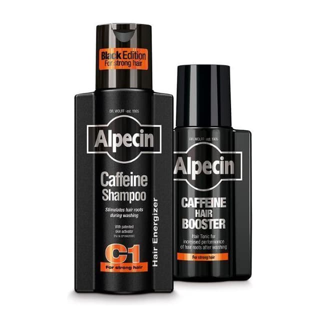 Black Mens Shampoo and Caffeine Hair Booster Set