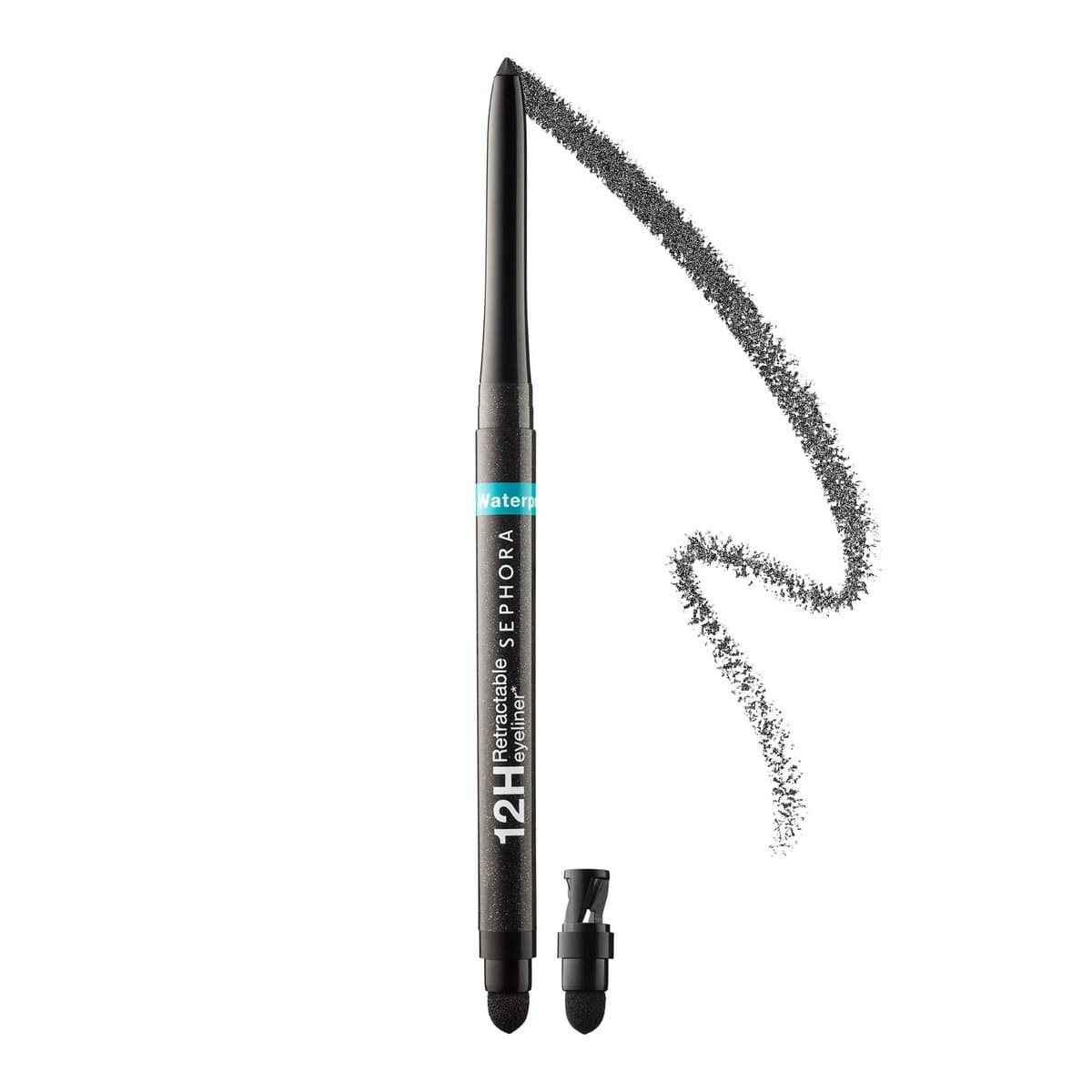 Waterproof 12HR Retractable Eyeliner Pencil, #09-Glitter Black