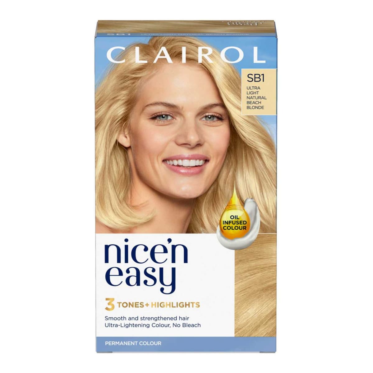 Clairol Nice'n Easy Crème Oil Infused Permanent Hair Dye SB1 Light Natural Beach Blonde