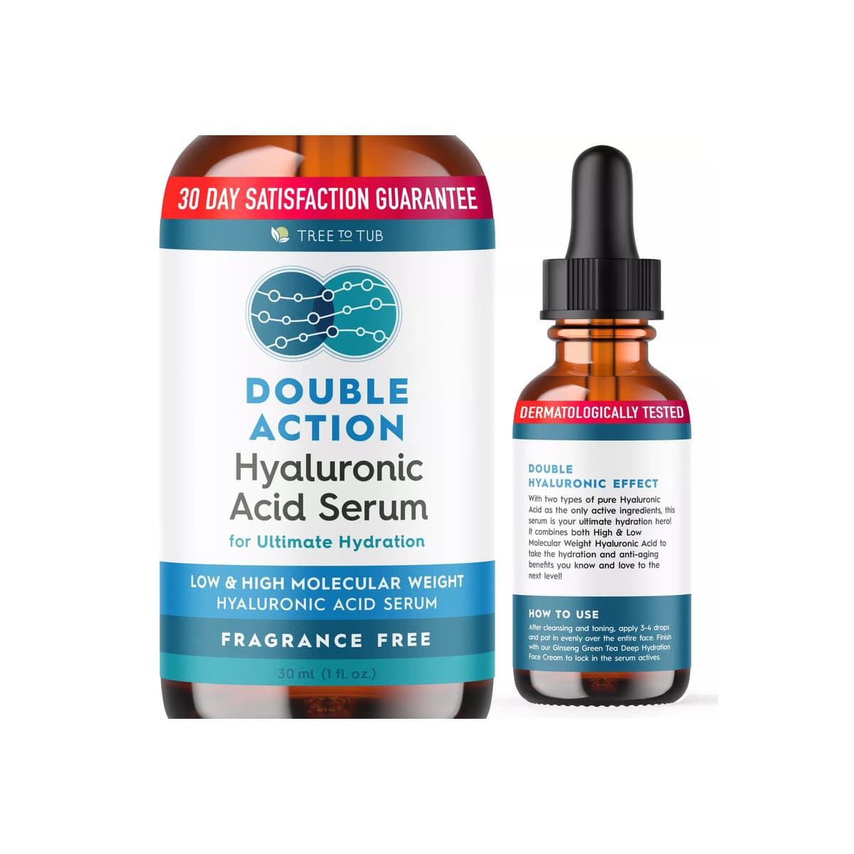Double Hyaluronic Acid Serum - Anti-Aging, Hydrating Serum for Face with 2 Types of Hyaluronic Acid - For Fine Lines & Dry, Sensitive Skin