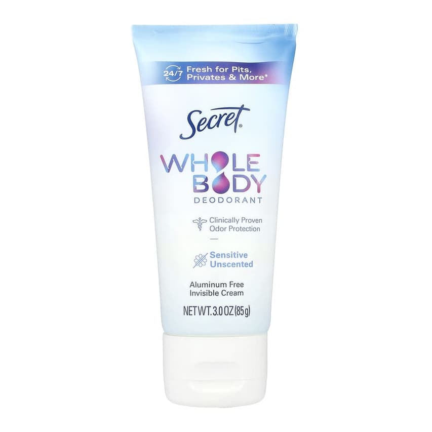 Whole Body Deodorant, Invisible Cream, Aluminum Free, Unscented