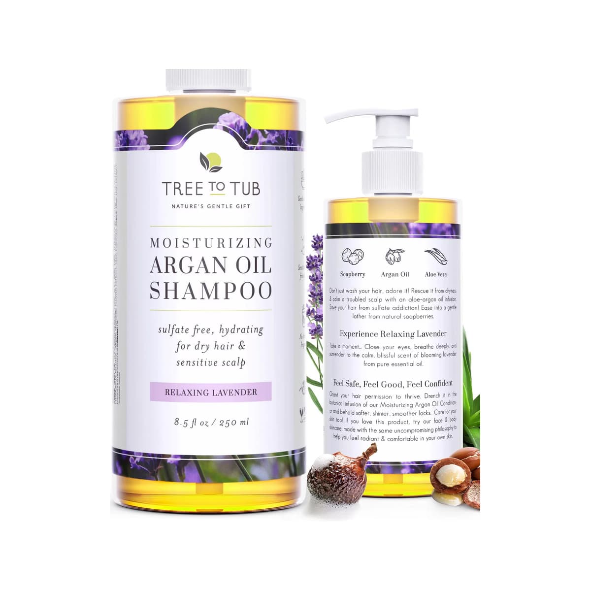 Lavender Dry Hair Shampoo for Sensitive Scalp - Gentle Hydrating Dry Scalp Shampoo for Women & Men, Moisturizing Sulfate Free Shampoo