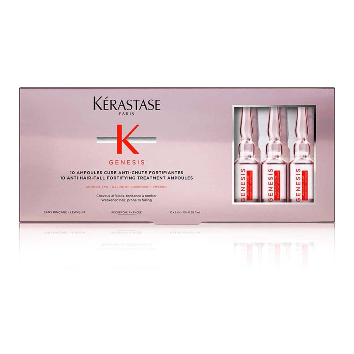 Kérastase Genesis, Anti Hair-fall Strengthening Treatment, With Ginger Root, Ampoules Cure Anti-Chute Fortifiantes, 10x