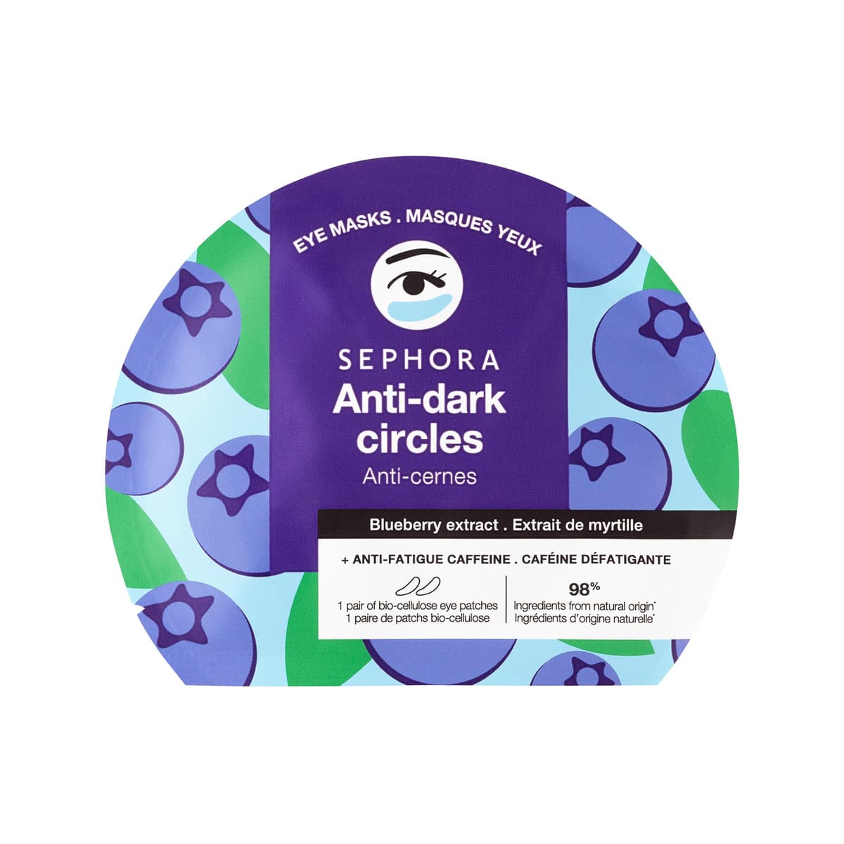 Eye Mask Patches for Dark Circles + De-Puffing, Blueberry