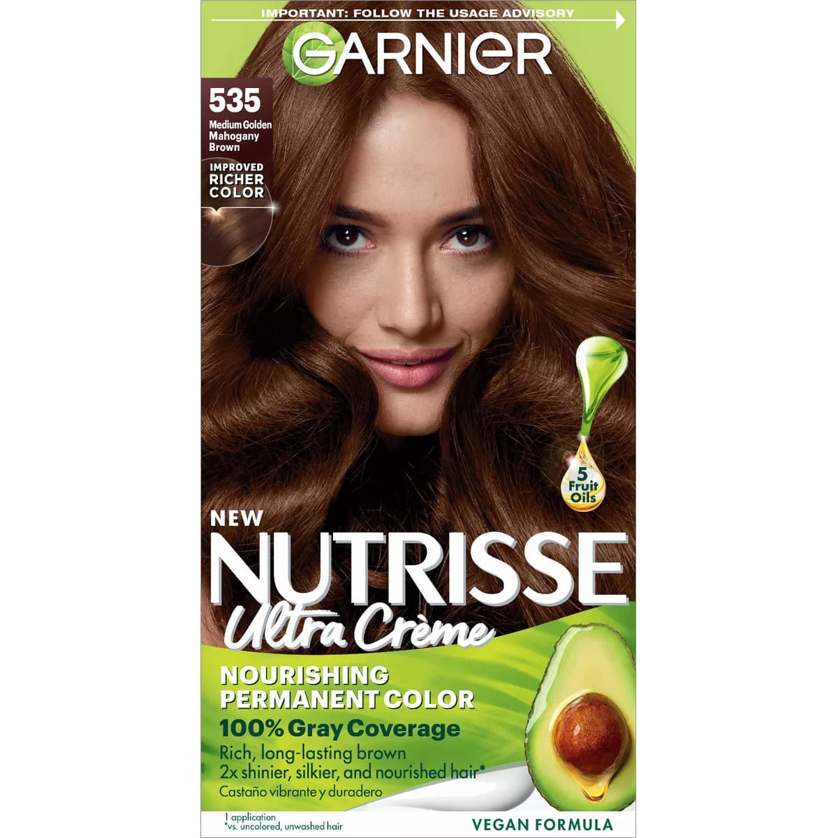 Nutrisse Nourishing Permanent Hair Color Creme, #535 Medium Golden Mahogany Brown