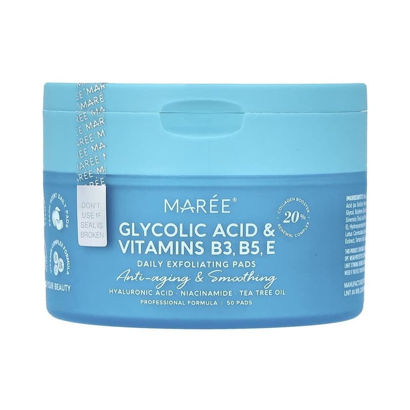 Daily Exfoliating Pads, Glycolic Acid & Vitamins B3, B5, E, Peach