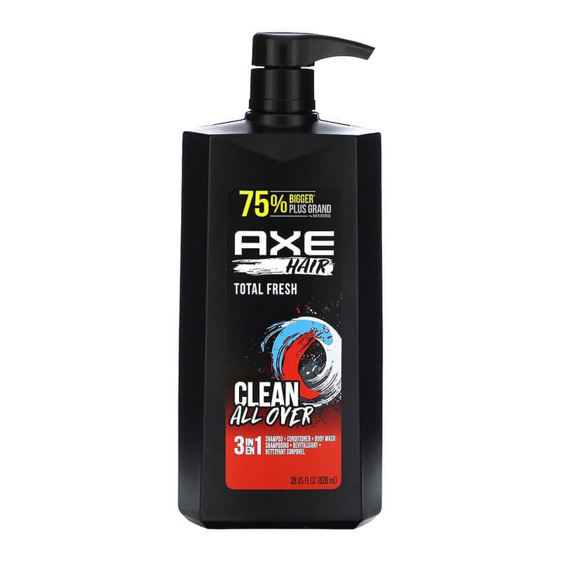 Hair, Clean All Over, 3 in 1 Shampoo + Conditioner + Body Wash, Total Fresh