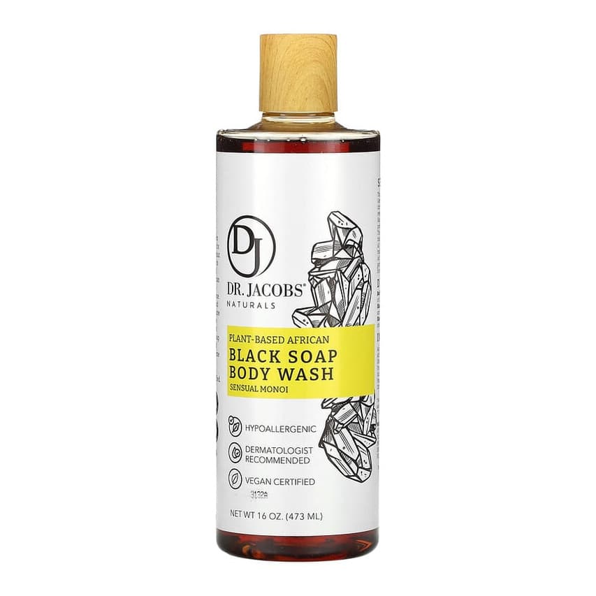 Plant-Based African Black Soap Body Wash, Sensual Monoi