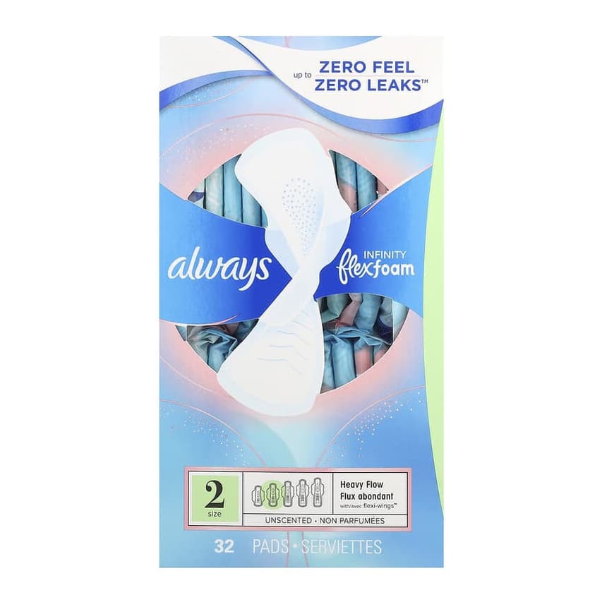 Infinity Flex Foam with Flexi-Wings™, Size 2, Heavy Flow, Unscented