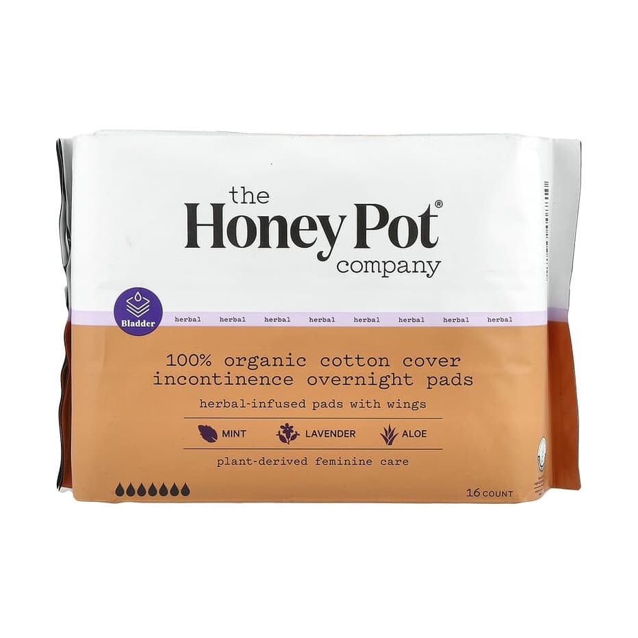 100% Organic Cotton Cover, Herbal-Infused Pads With Wings, Incontinence Overnight