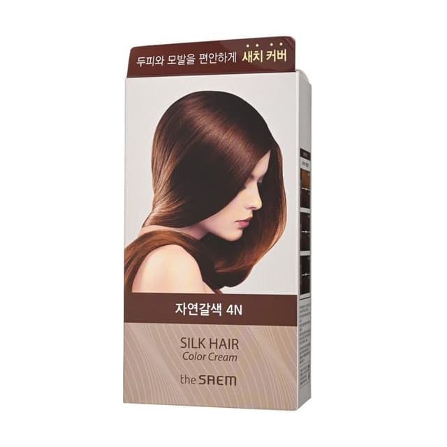 Silk Hair Color Cream Gray Hair Cover, #4N Natural Brown