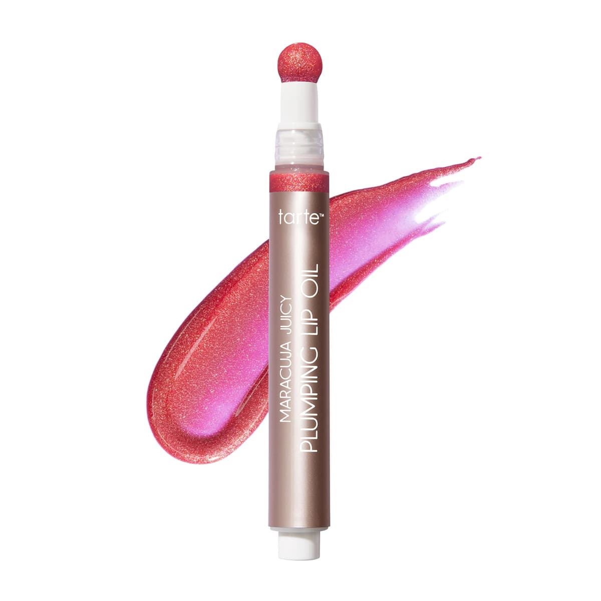 maracuja juicy plumping lip oil, shimmering hibiscus