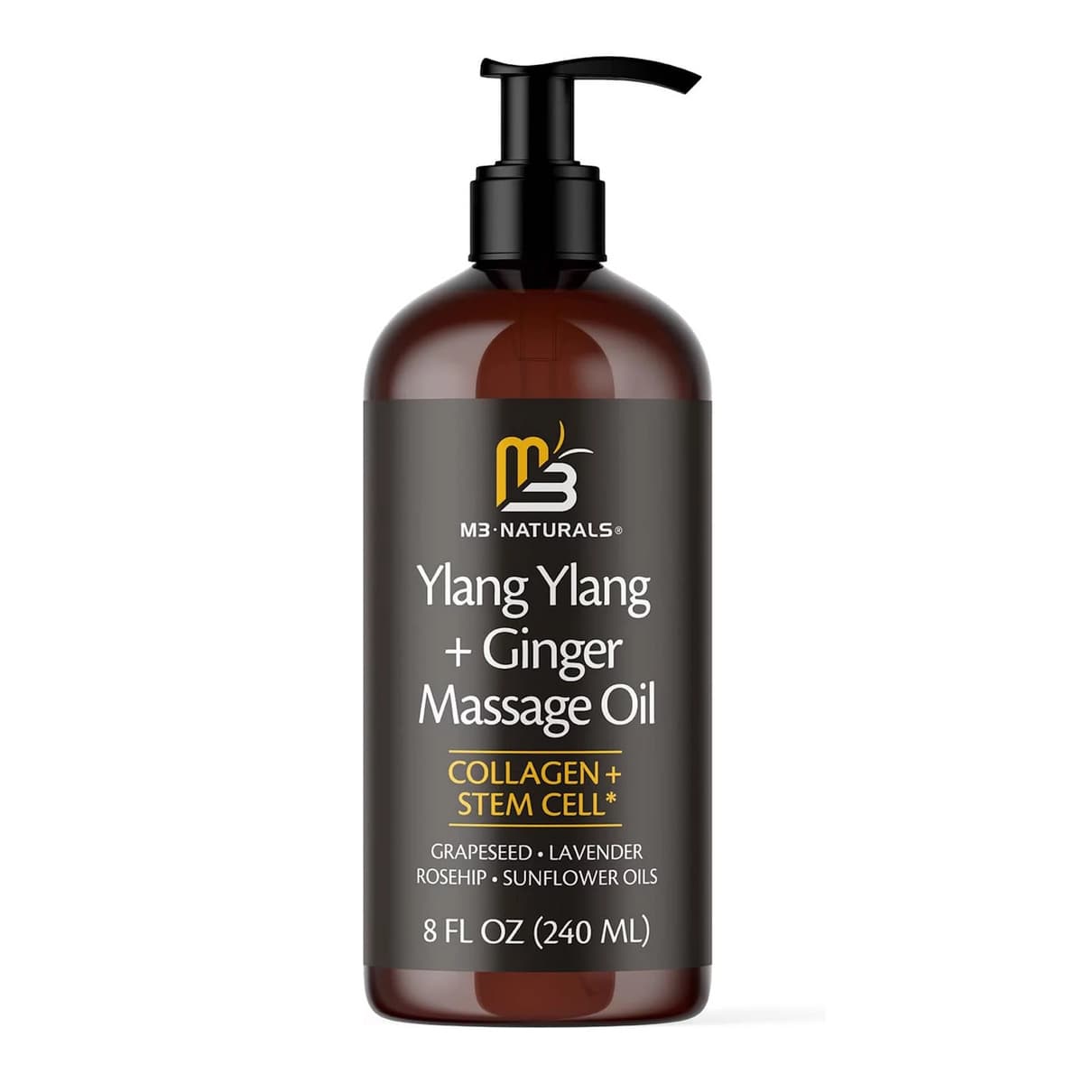Ylang Ylang & Ginger Massage Oil, Anti Cellulite Massage Oil for Message Therapy, Lose Weight Fast for Women, M3 Naturals