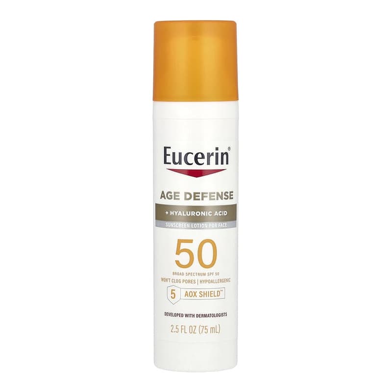 Age Defense, Lightweight Sunscreen Lotion For Face, SPF 50