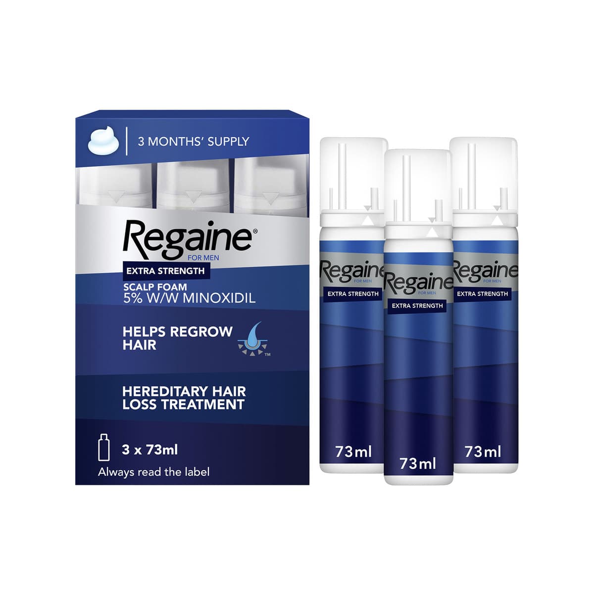 Men's Extra Strength Hair Loss and Hair Regrowth Scalp Foam Treatment 3 x