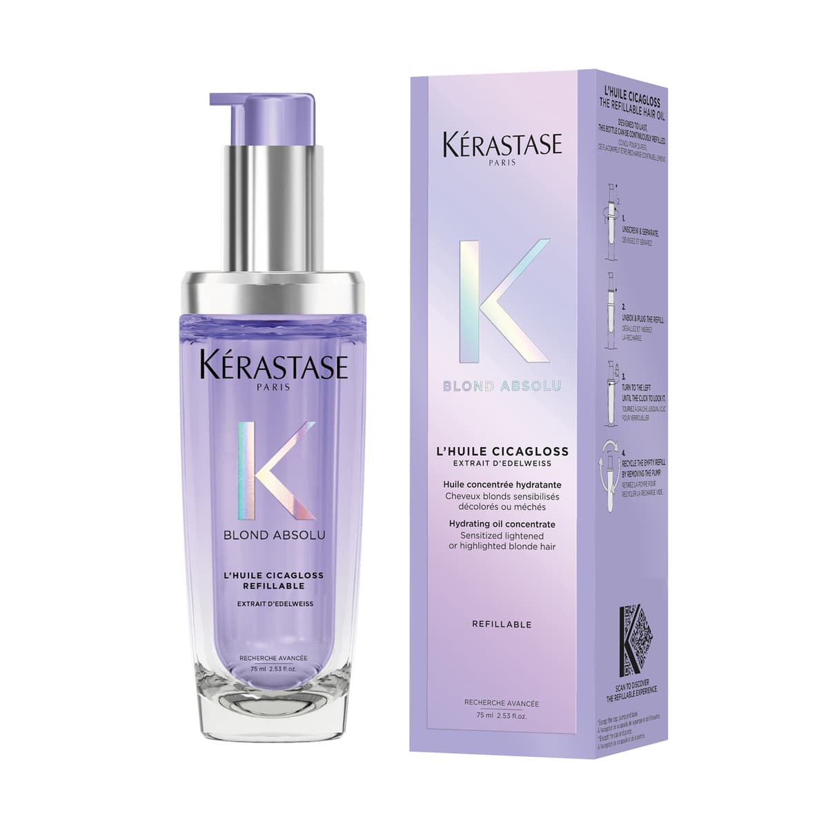 Blond Absolu L'huile Cicagloss Refillable, Hair Oil For Sensitised Lightened Or Highlighted Blonde Hair