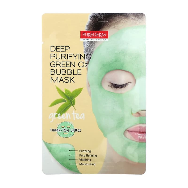 Deep Purifying Green O2 Bubble Beauty Mask, Green Tea