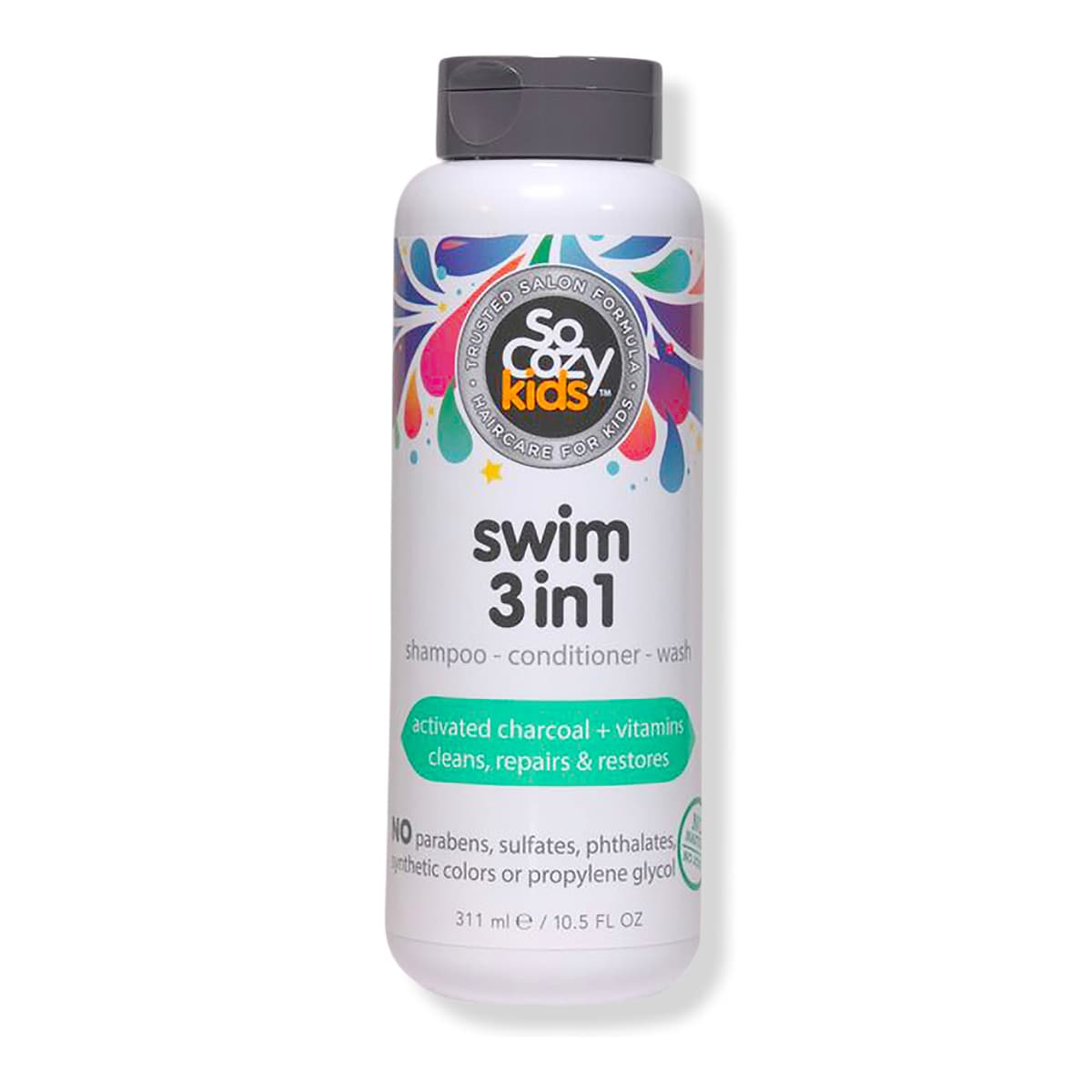Swim 3-In-1 Shampoo Conditioner Body Wash Activated Charcoal for Kids