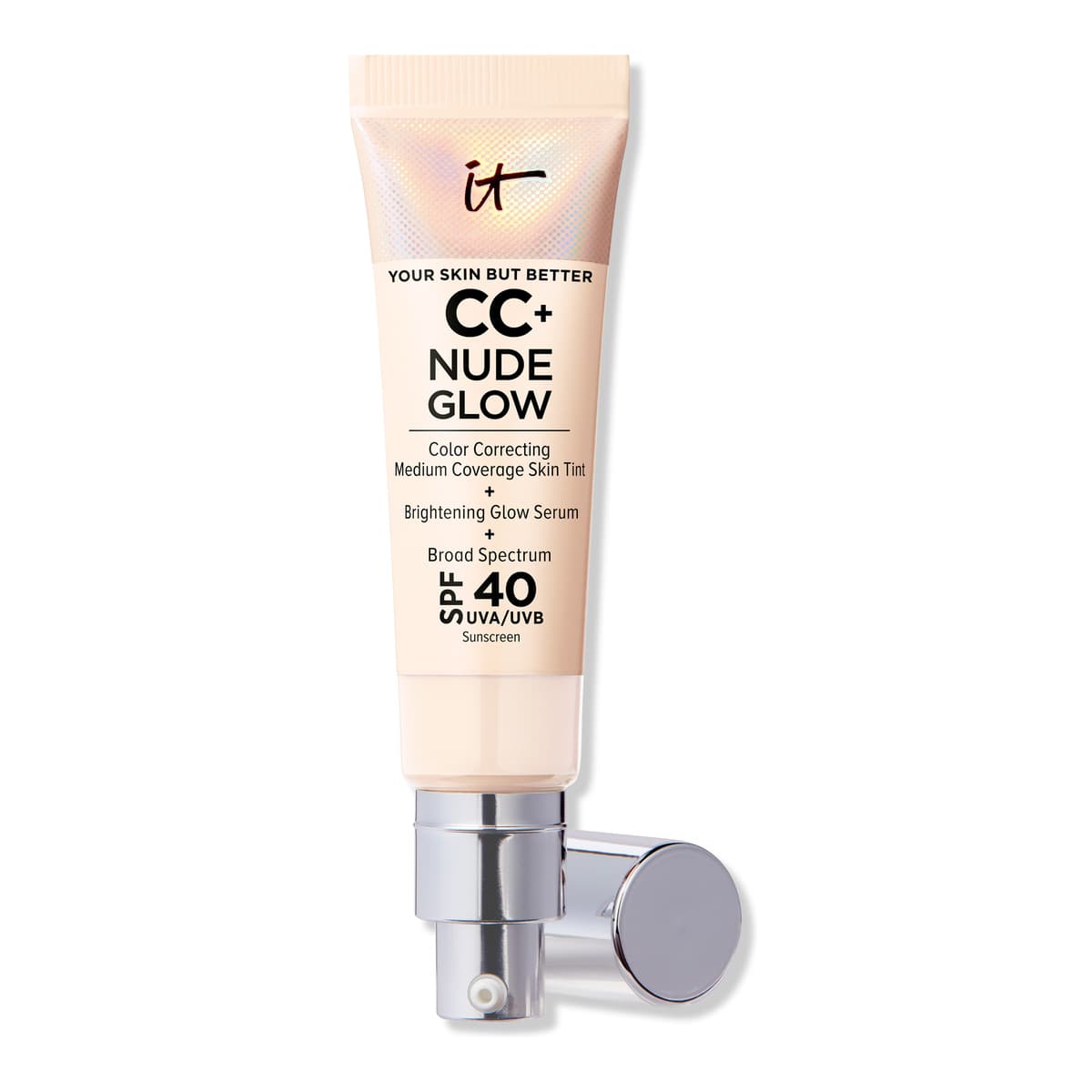 CC+ Nude Glow Lightweight Foundation + Glow Serum with SPF 40, Fair Porcelain