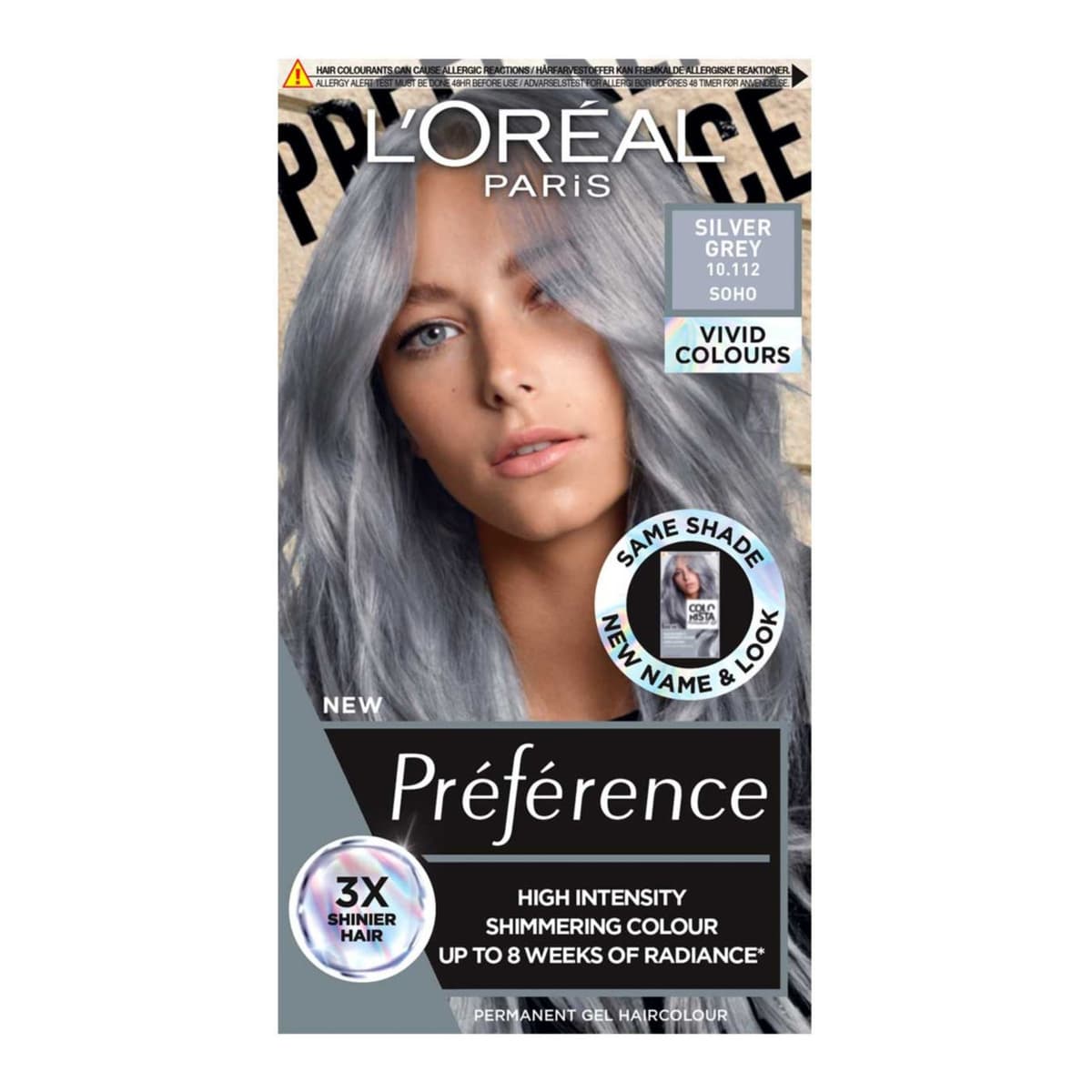 Paris Preference Vivids Permanent Hair Dye, Intense Luminous Colour, Silver Grey 10.11