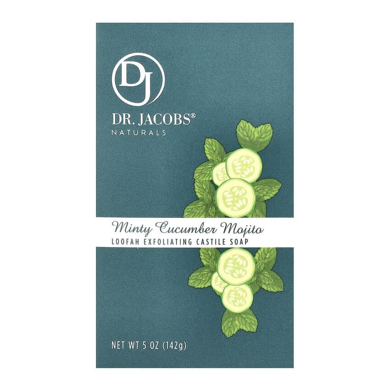 Loofah Exfoliating Castile Bar Soap, Minty Cucumber Mojito