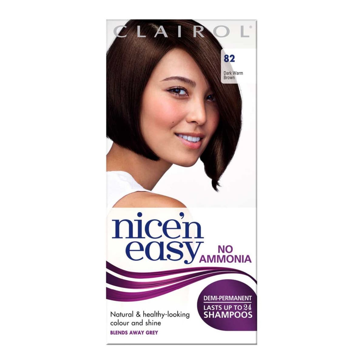 Clairol Nice'n Easy No Ammonia Semi-Permanent Hair Dye 82 Dark Warm Brown